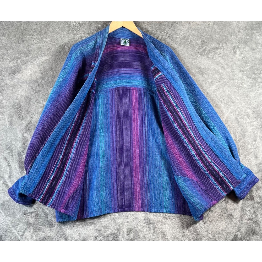 Greentree Weavers Handwoven Cardigan Jacket Womens L/XL Multicolor Boho Chic Vtg - Picture 3 of 16